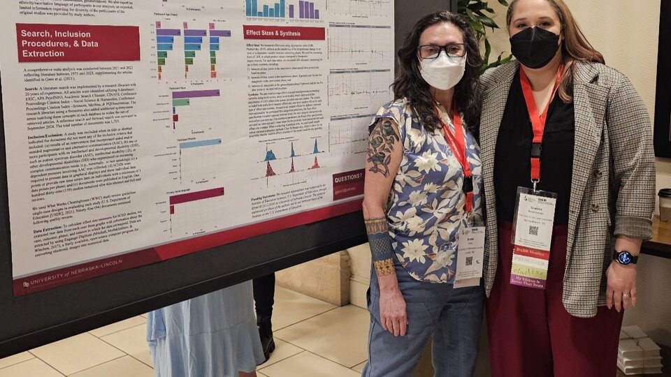Standing in front of research presentation