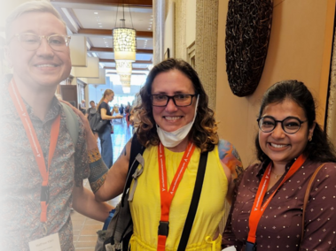 Future Dr. Matthew Klein, Dr. Ganz, and Future Dr. Anindita Banerjee smiling at DADD 2024 in Honolulu.